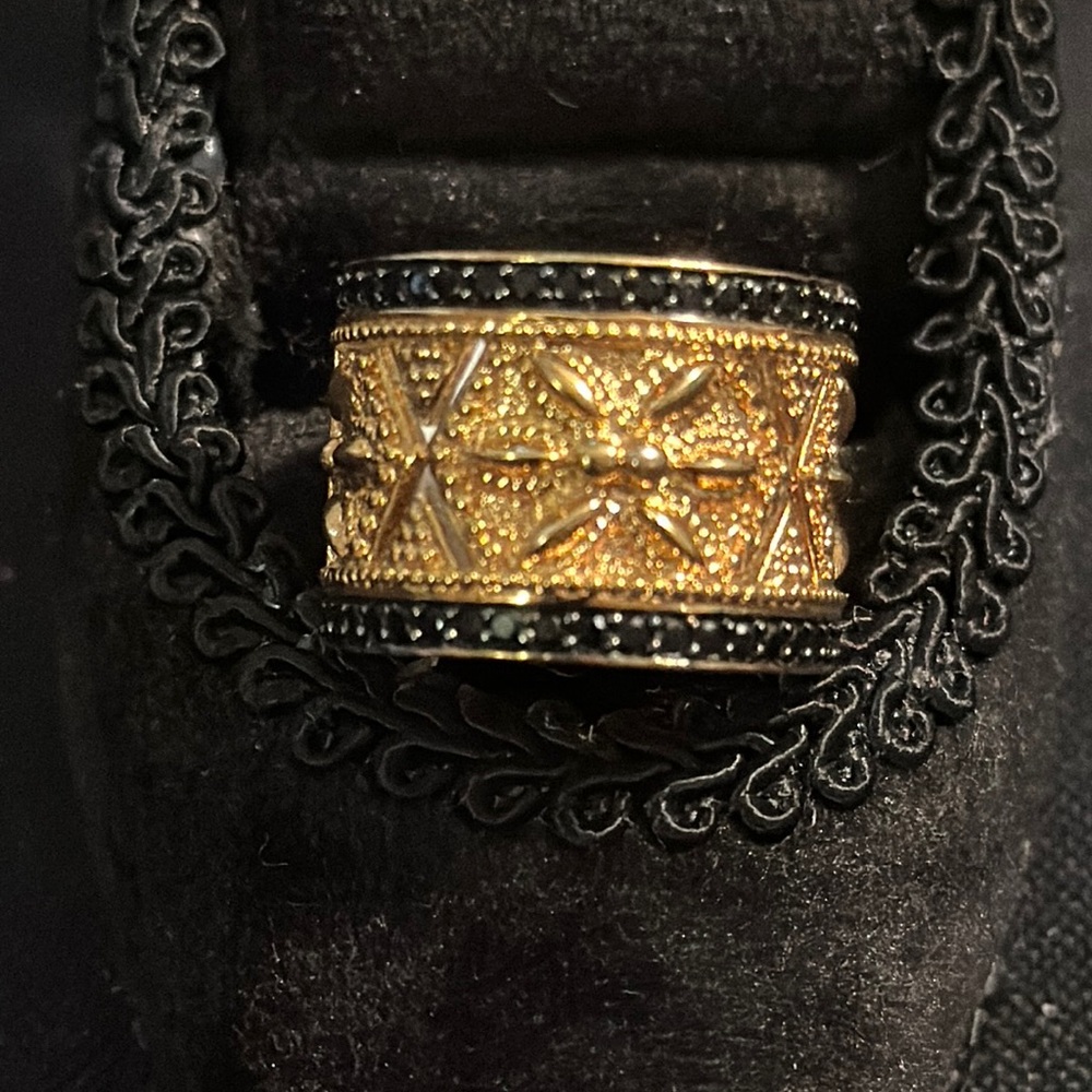 Black Cut stones and Gold Statement Ring